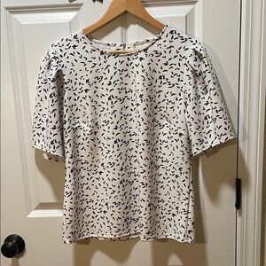 MELLODAY Monochrome Leaf Print Blouse